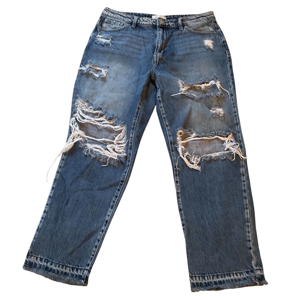 KanCan Signature Ultra High Rise Straight Distressed Jeans Medium Wash VBK1637A